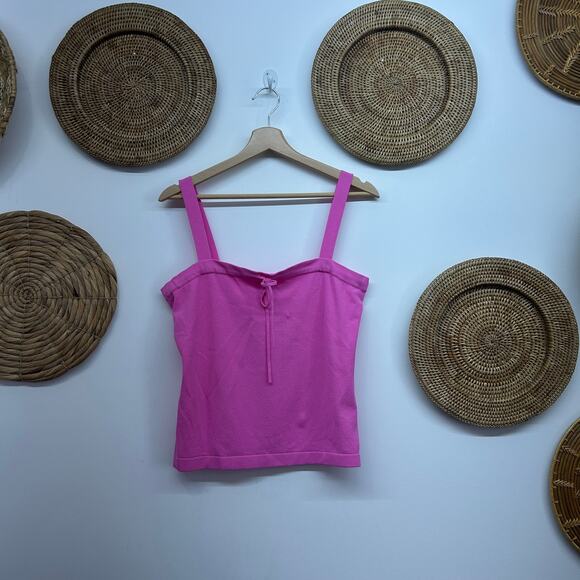 NWT Vintage Y2K 2000s Banana Republic Pink Tie Chest Knit Tank Top Large - Picture 2 of 7